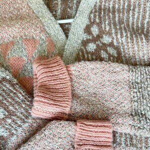 Sincerely Jules with Wool Cable Knit Cardigan Size M Beige Pink Gray